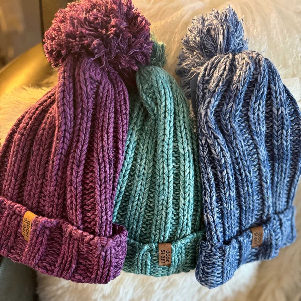 Life is Good slouchy beanies. SOFT and COLORFUL! 3 color choices!
